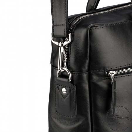 Кожаная деловая сумка "Спенсер" (чёрная) 
