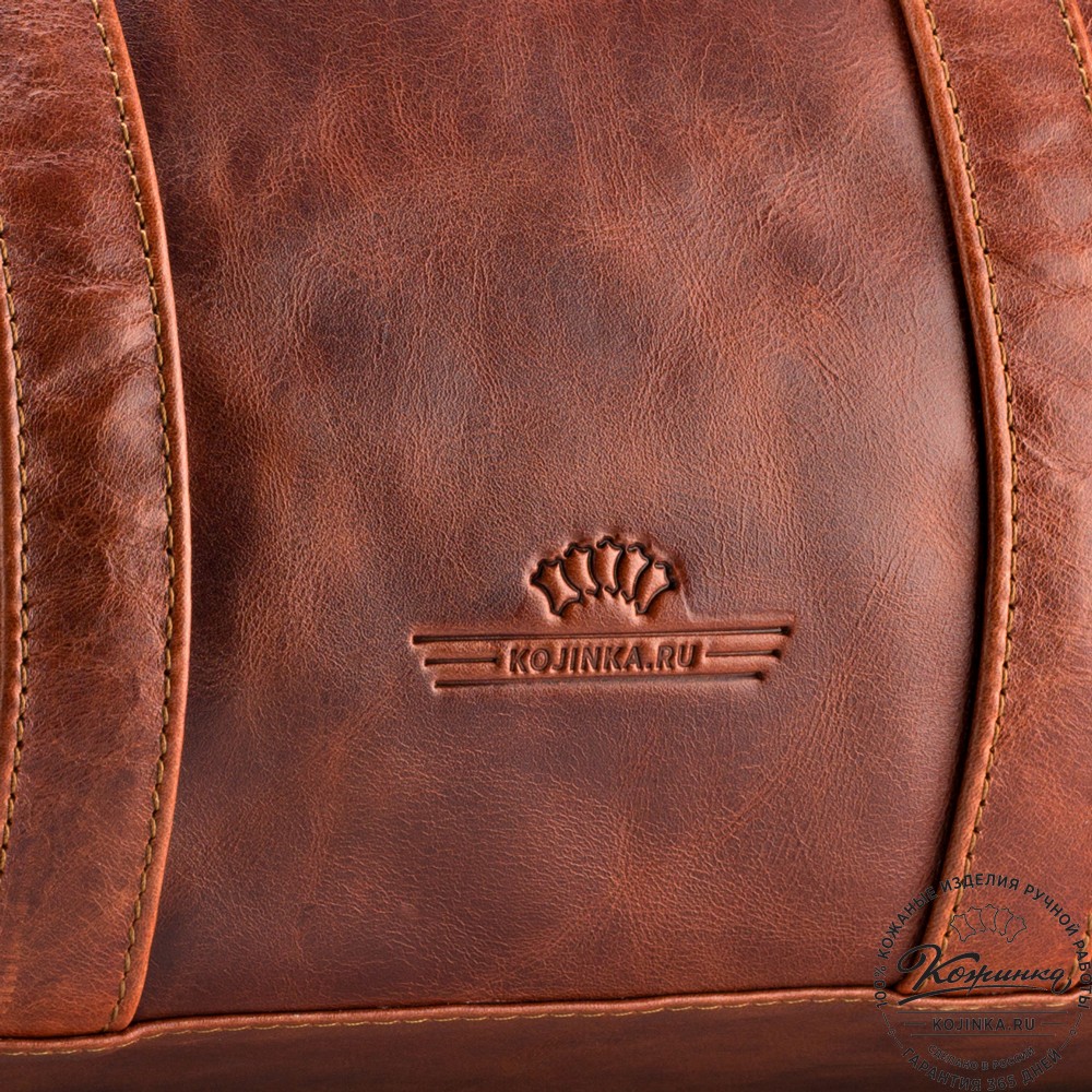 Кожаная дорожно-спортивная сумка Англия (рыжий антик)