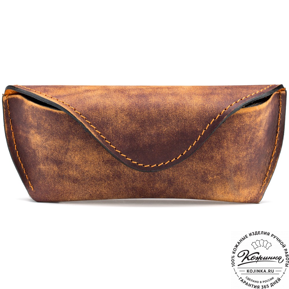 Кожаный футляр для очков из жёсткой кожи (эксклюзив) 