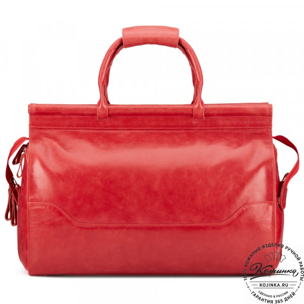 Кожаный дорожный саквояж "Гарри" (красный). фото 1
