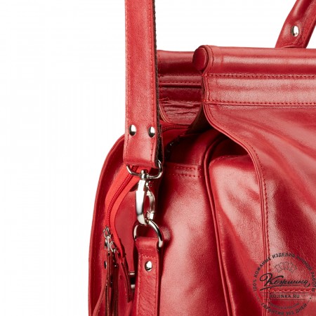 Кожаный дорожный саквояж "Гарри" (красный)