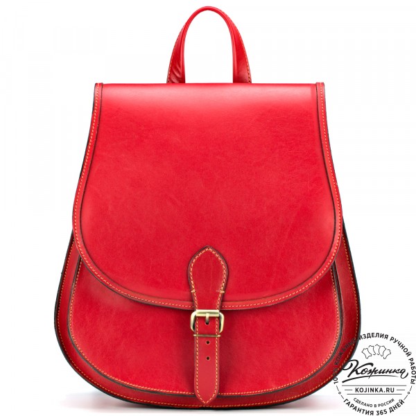 Кожаный рюкзак "Геральд" (красный). фото 1
