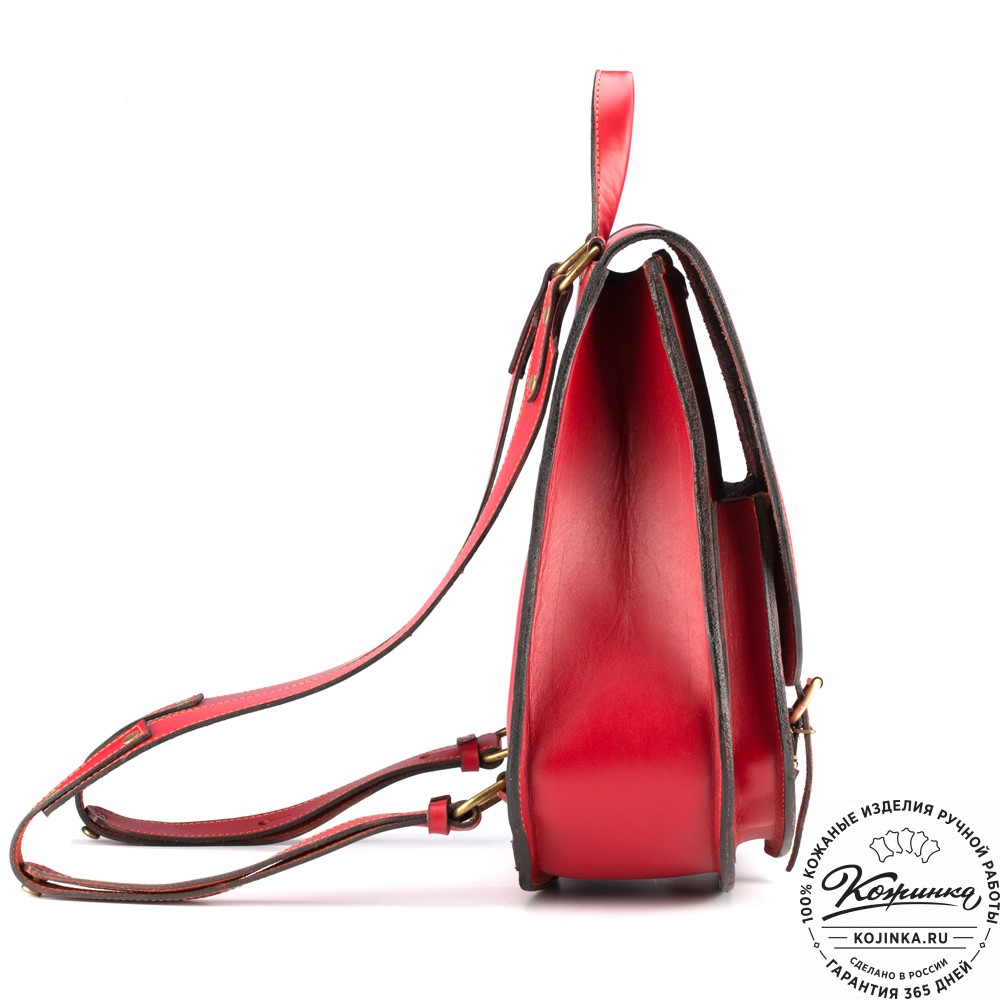 Кожаный рюкзак "Геральд" (красный)