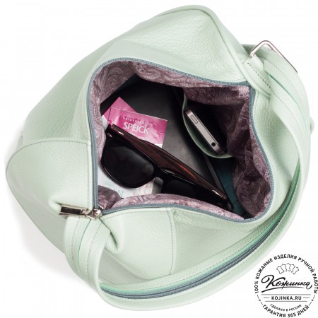 Кожаный рюкзак-сумка "Микки" (мятный)