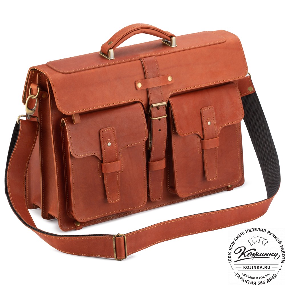 Кожаный портфель "Мирон" (рыжий)