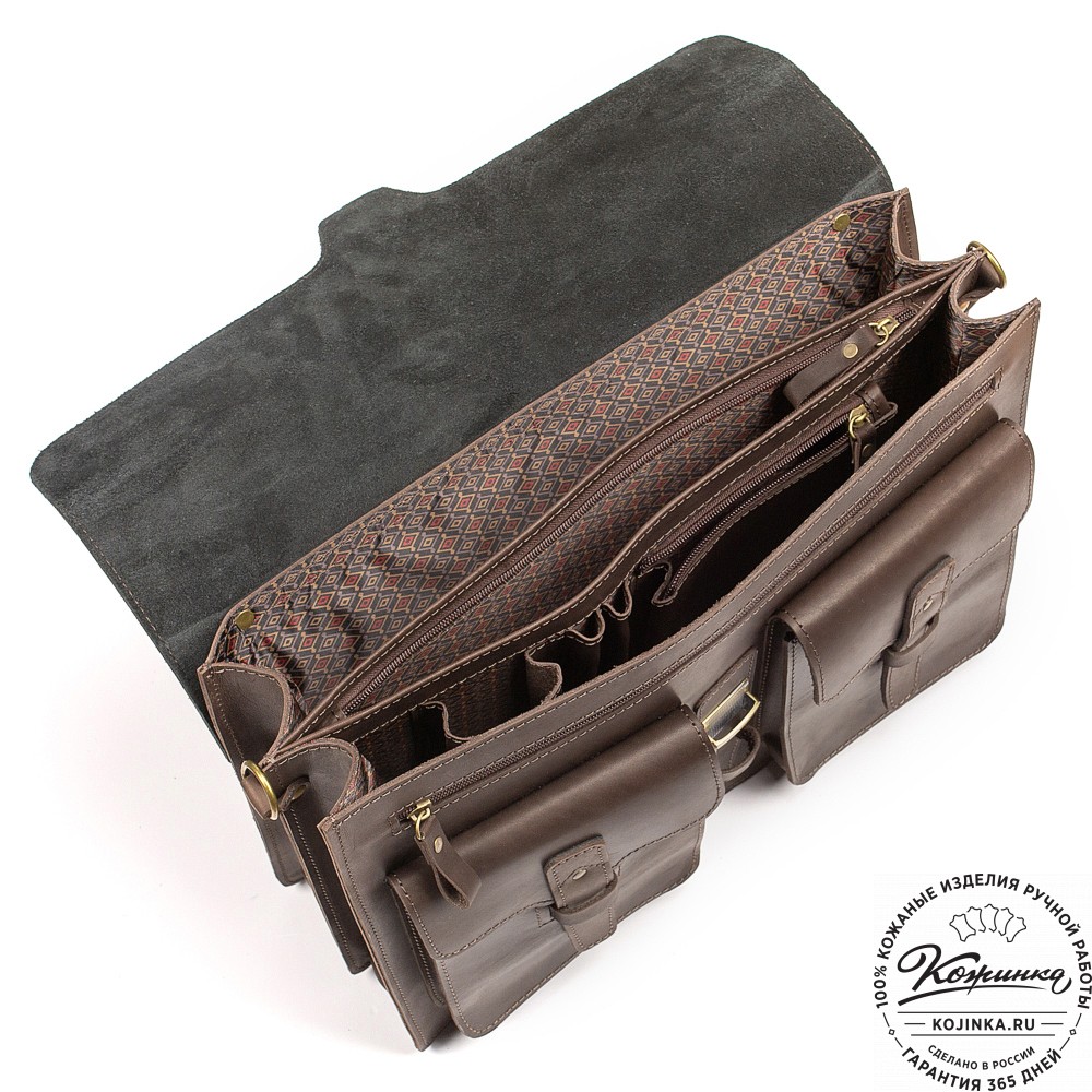 Кожаный портфель "Мирон" (тёмно-коричневый)