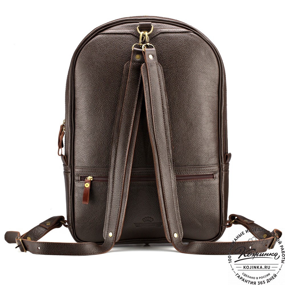 Кожаный рюкзак-трансформер "Покер" (тёмно-коричневый) 