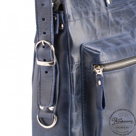 Кожаная деловая сумка "Диего" (синий антик)