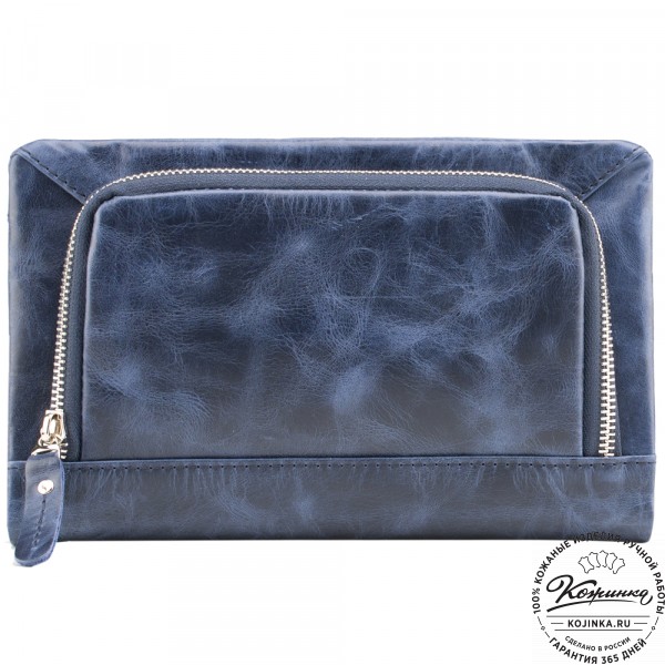 Кожаный клатч "Грэгори" (синий антик) . фото 1