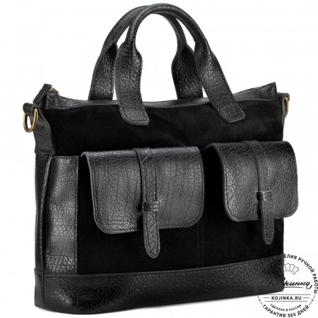 Женская кожаная сумка "Эльза" (чёрная)