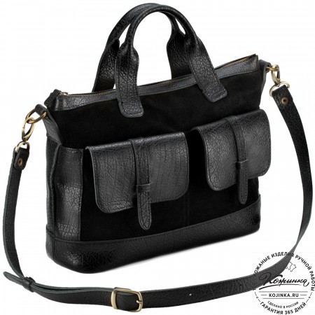 Женская кожаная сумка "Эльза" (чёрная)