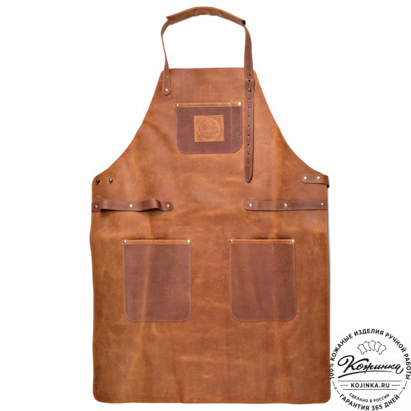 Кожаный фартук (коричневый) крейзи. фото 1