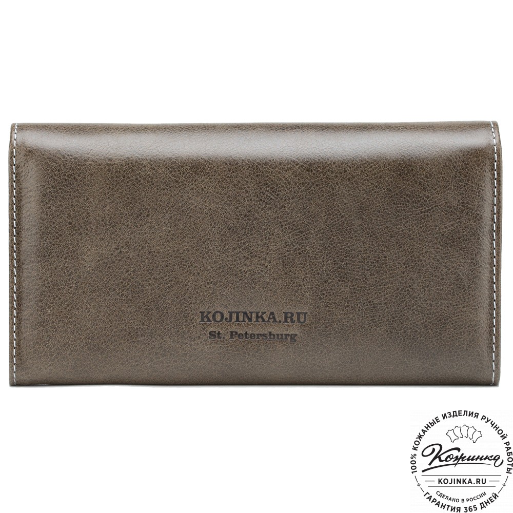 Кожаное портмоне "Франция" (оливковое)