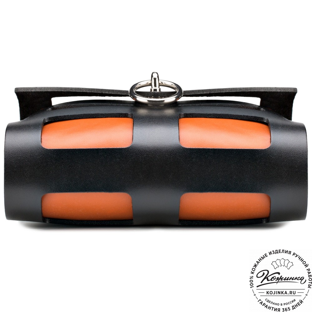 Женская кожаная сумка "Кортни" (чёрная с рыжим) 