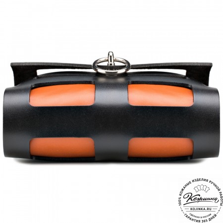 Женская кожаная сумка "Кортни" (чёрная с рыжим) 
