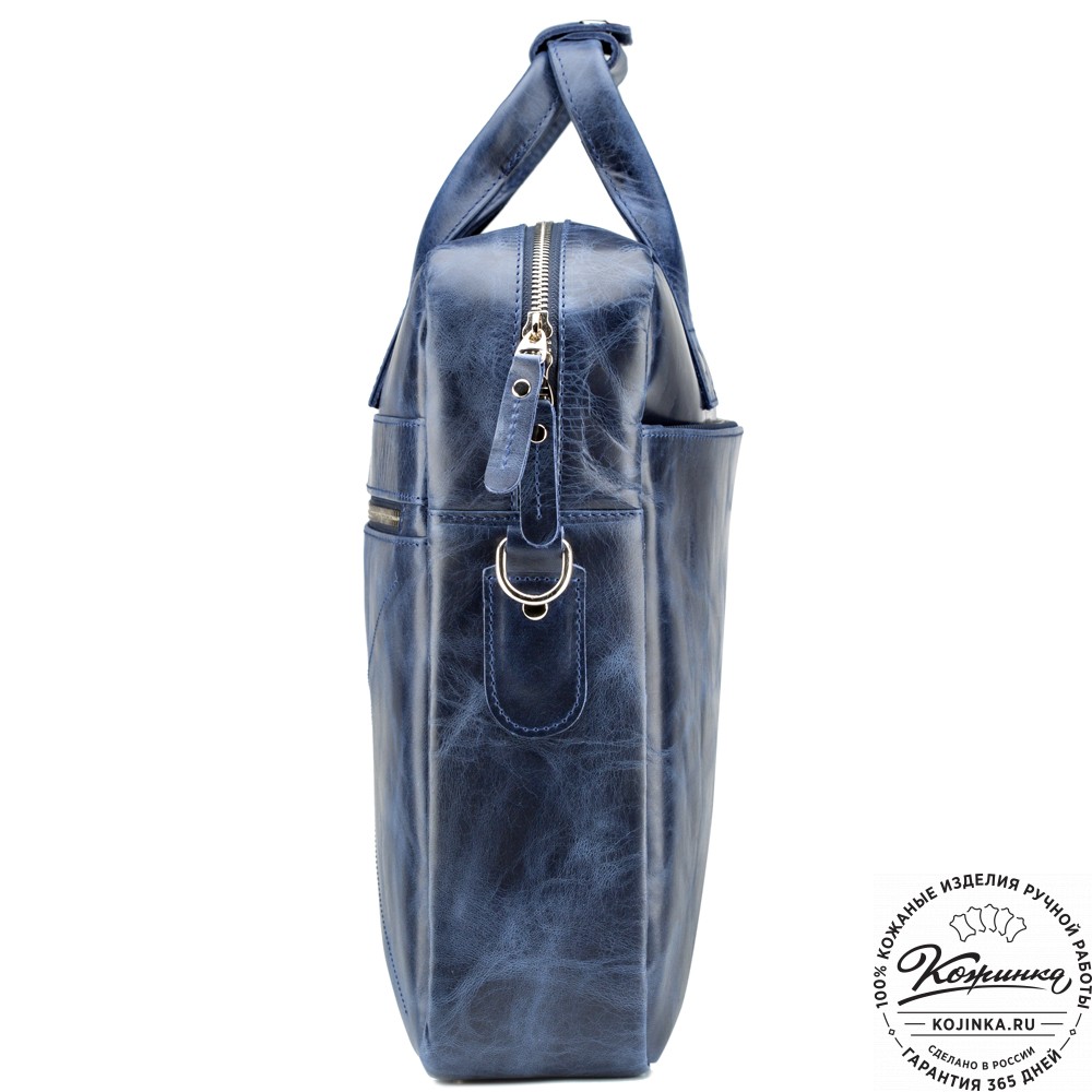 Кожаная деловая сумка "Андерсон" (синий антик) 