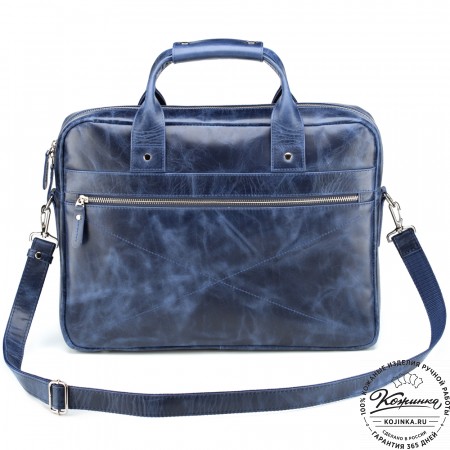 Кожаная деловая сумка "Андерсон" (синий антик) 