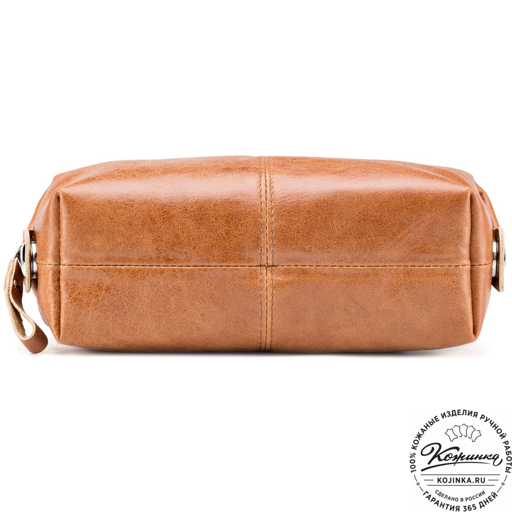 Кожаная косметичка "Бамбина" (рыжая)
