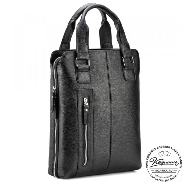 Кожаная сумка "Эштон" (чёрная). фото 1