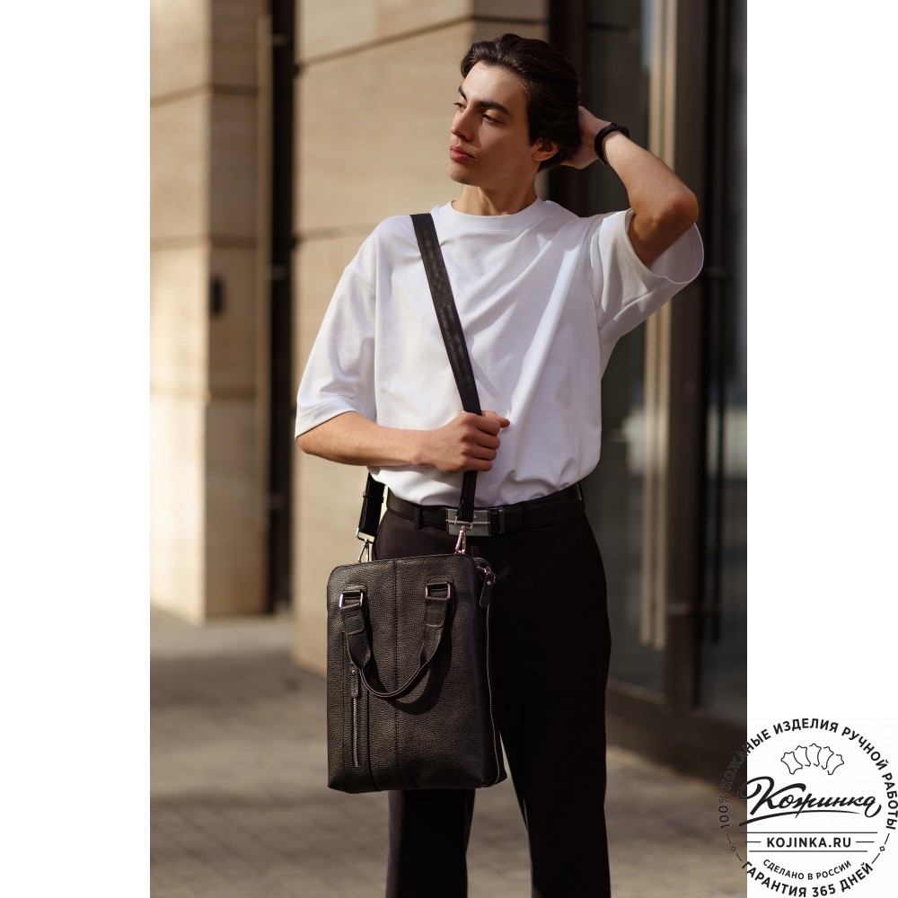 Кожаная сумка "Эштон" (чёрная)