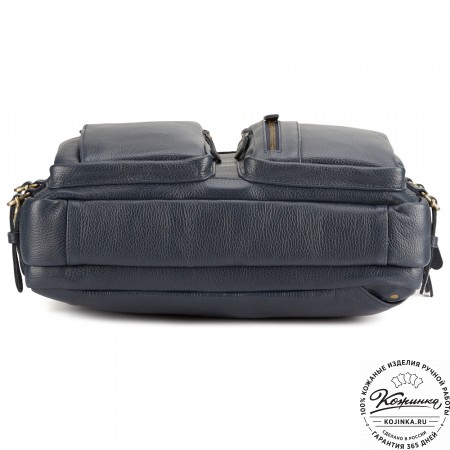 Кожаная сумка-рюкзак "Бигмэн" (синяя)