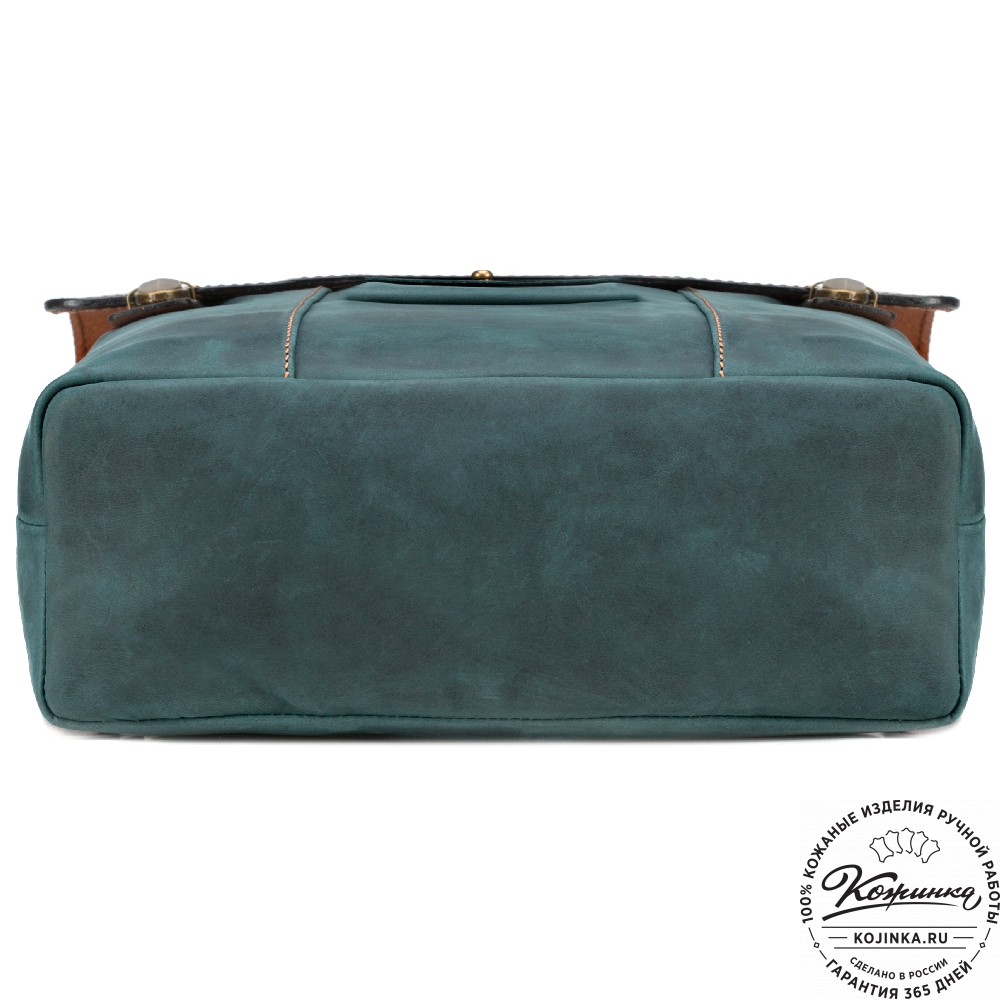 Кожаный рюкзак "Школьник" (изумрудный крейзи)