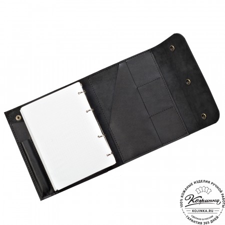 Кожаный ежедневник на кольцах "Джексон" (чёрный)