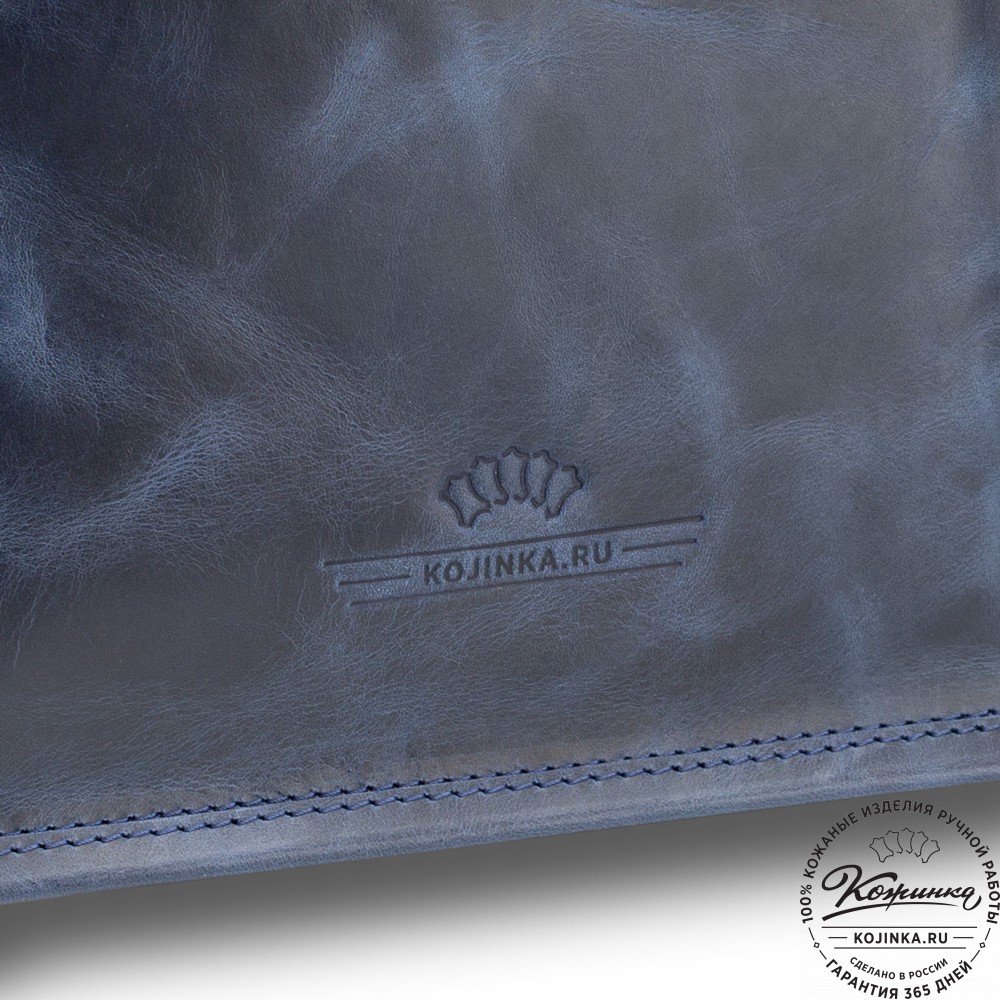 Кожаная сумка "Митчел" (синий антик)