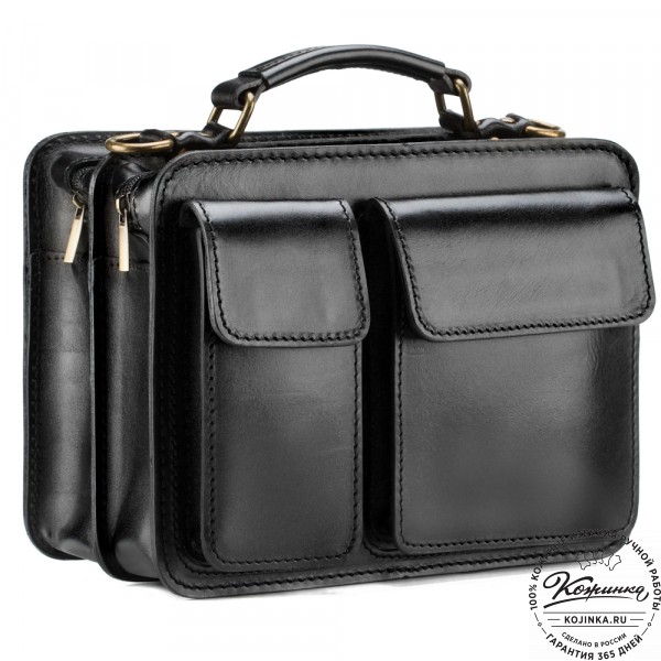 Кожаная сумка "Сакмэн" (чёрная). фото 1