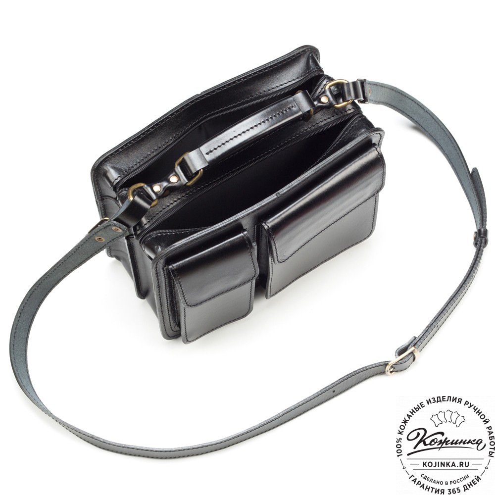 Кожаная сумка "Сакмэн" (чёрная)