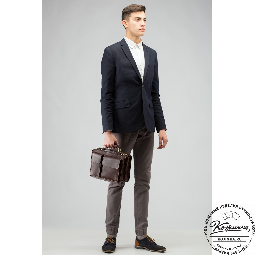 Кожаная сумка "Сакмэн" (чёрная)