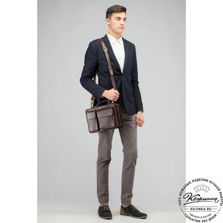 Кожаная сумка "Сакмэн" (чёрная)