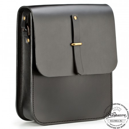 Кожаная сумка через плечо "Казань" (чёрная) 