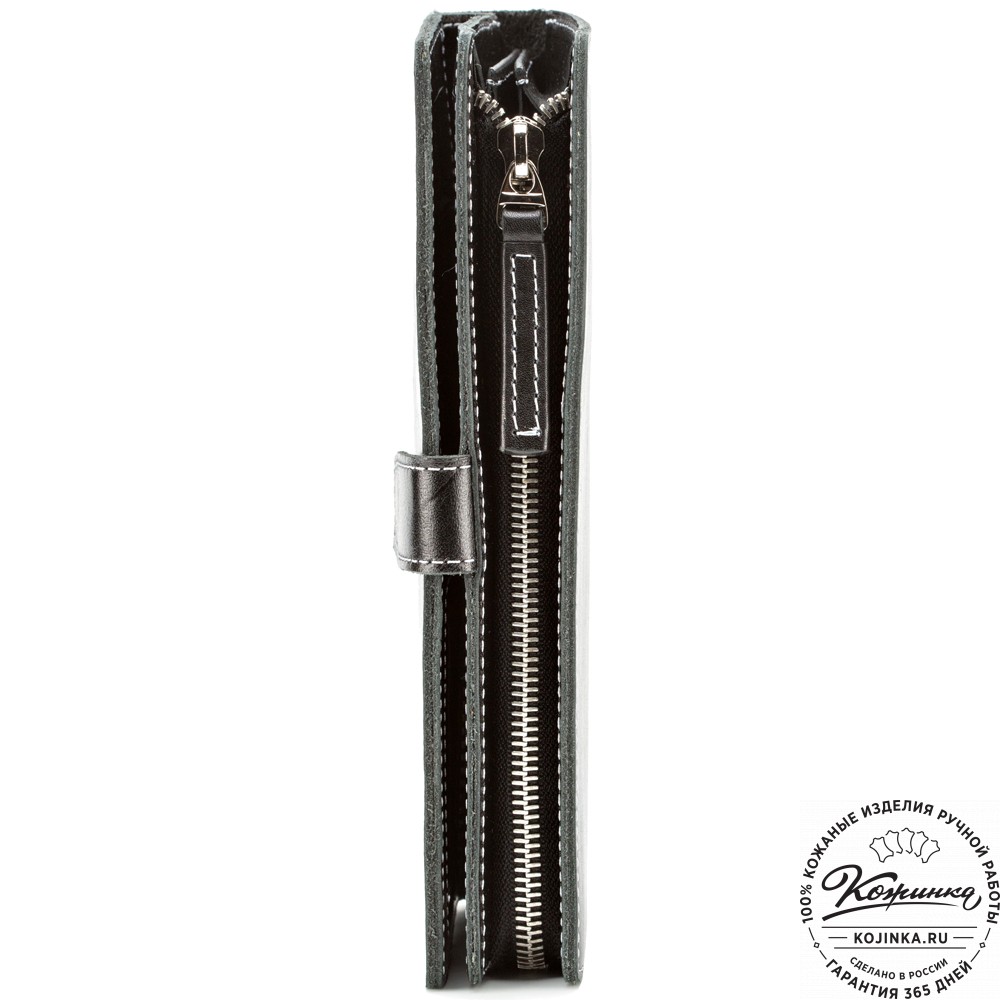 Кожаное портмоне "Тревел" с кармашком для карт Stop RFidй (чёрное)