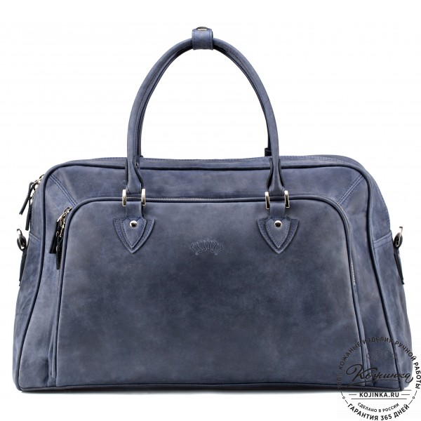 Кожаная дорожная сумка "Бруклин" (синий крейзи). фото 1