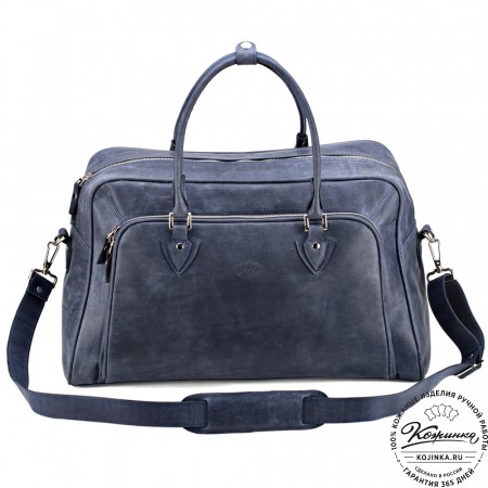Кожаная дорожная сумка "Бруклин" (синий крейзи)