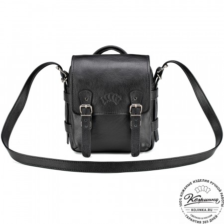 Кожаная сумка через плечо "Джек" (чёрная) 