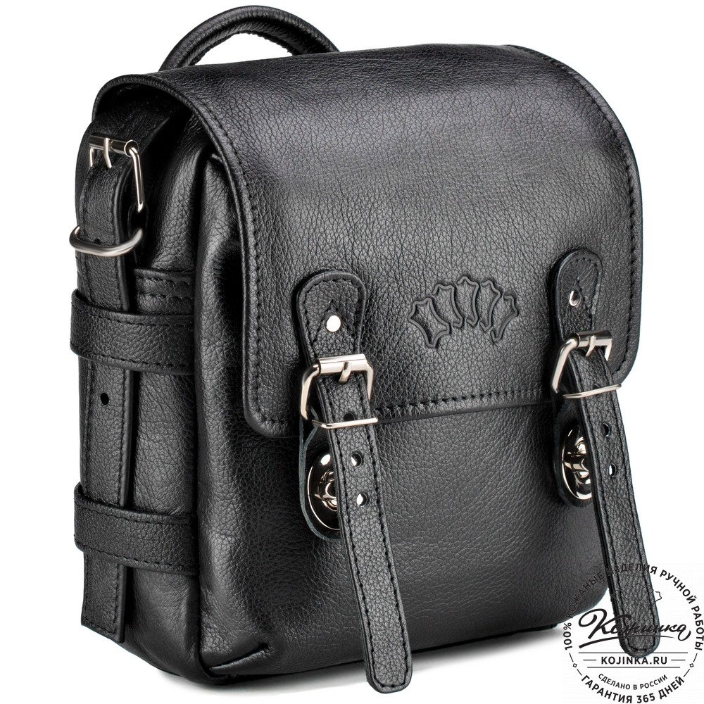 Кожаная сумка через плечо "Джек" (чёрная) 