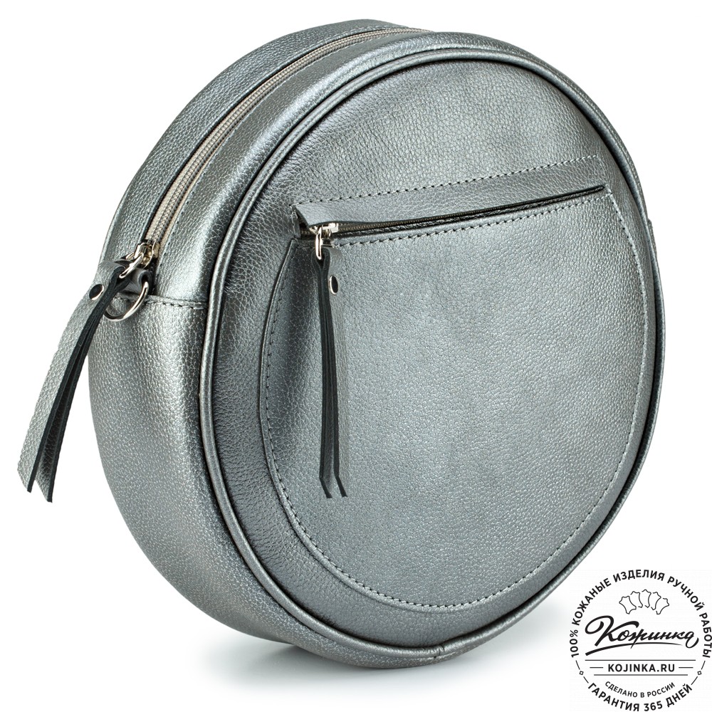 Женская кожаная сумка "Дарья" (серебро)