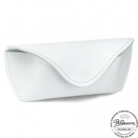 Кожаный футляр для очков  из мягкой кожи (белый) 