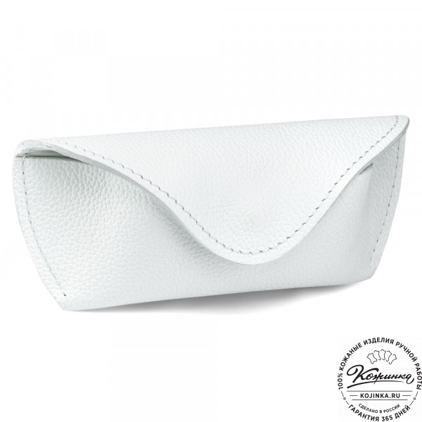 Кожаный футляр для очков  из мягкой кожи (белый) . фото 1