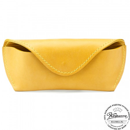 Кожаный футляр для очков из мягкой кожи (жёлтый) 