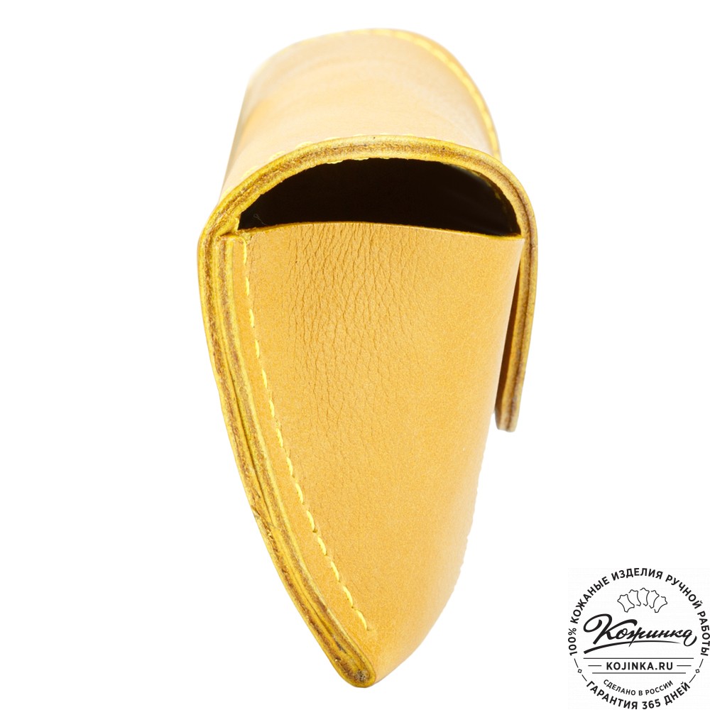 Кожаный футляр для очков из мягкой кожи  (жёлтый) 