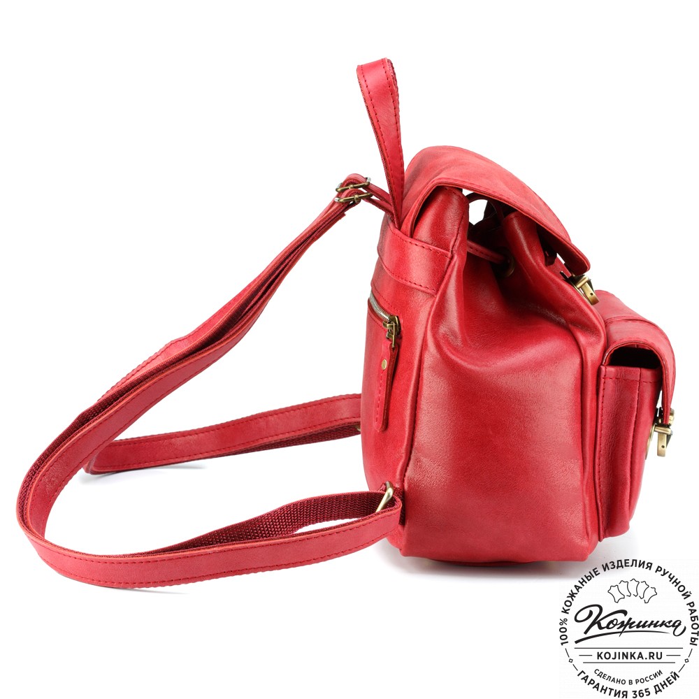 Женский кожаный рюкзак "Нэнси" (красный)