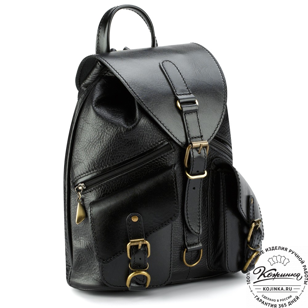Кожаный рюкзак "Пилот" (чёрный)