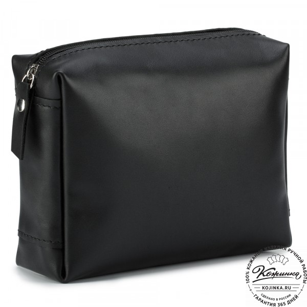 Кожаная косметичка "Прима" (чёрная). фото 1