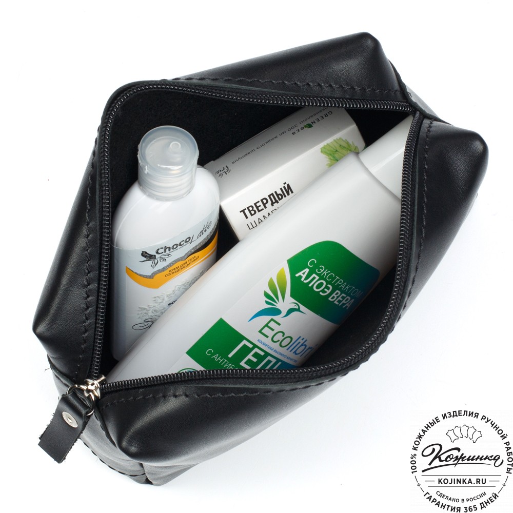 Кожаная косметичка "Прима" (чёрная)