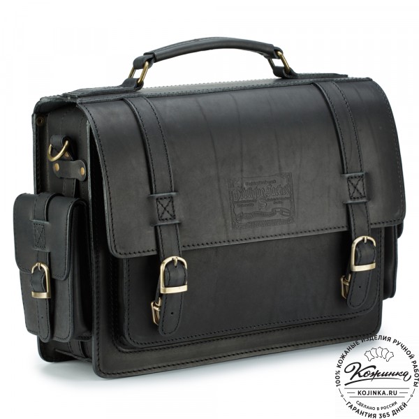 Кожаный портфель "Трансформер" (чёрный). фото 1