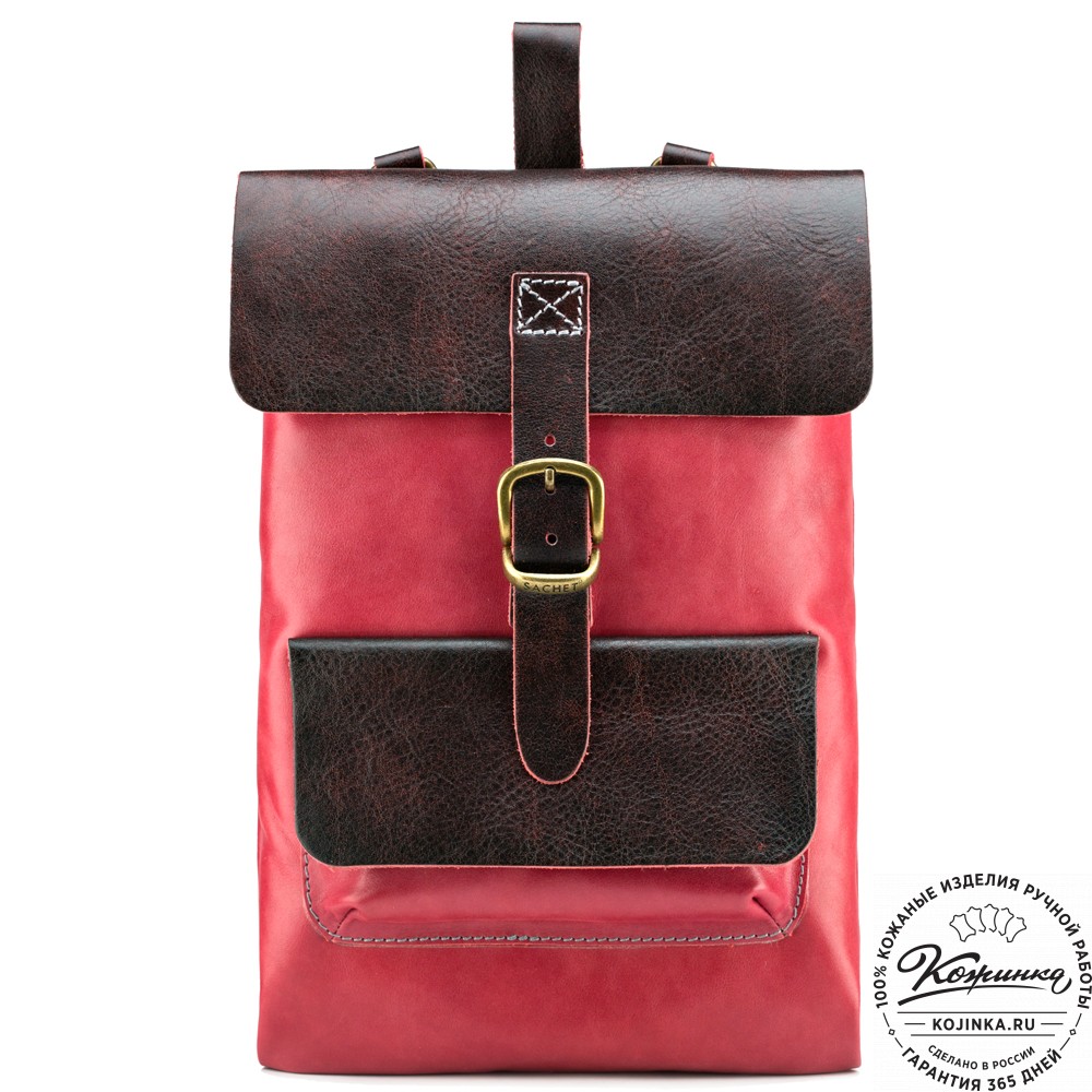 Кожаный рюкзак "Gray" (красный)