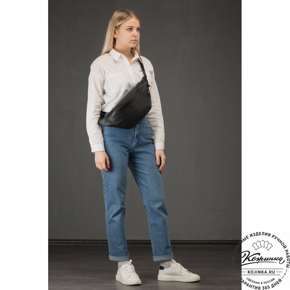  Кожаная сумка на пояс "Камиль" (коричневый гладкая кожа) 